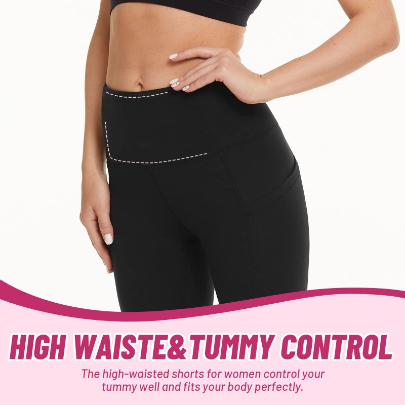 CAMPSNAIL 4 Pack Biker Shorts Women with Pockets â€“ 5"/8" High Waist Tummy Control Workout Gym Yoga Running Compression Shorts - Image 4